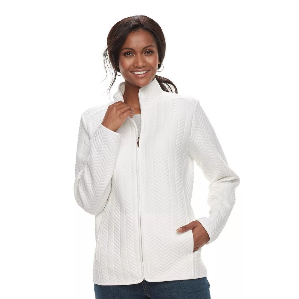 Croft & Barrow quilted knit jacket women's Size XL preppy cozycore quiet luxury